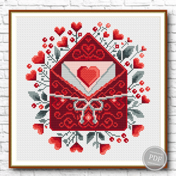 Cross stitch patterns for Valentine's Day. Letter Heart. Love embroidery. Simple cross stitch. Digital file PDF 419