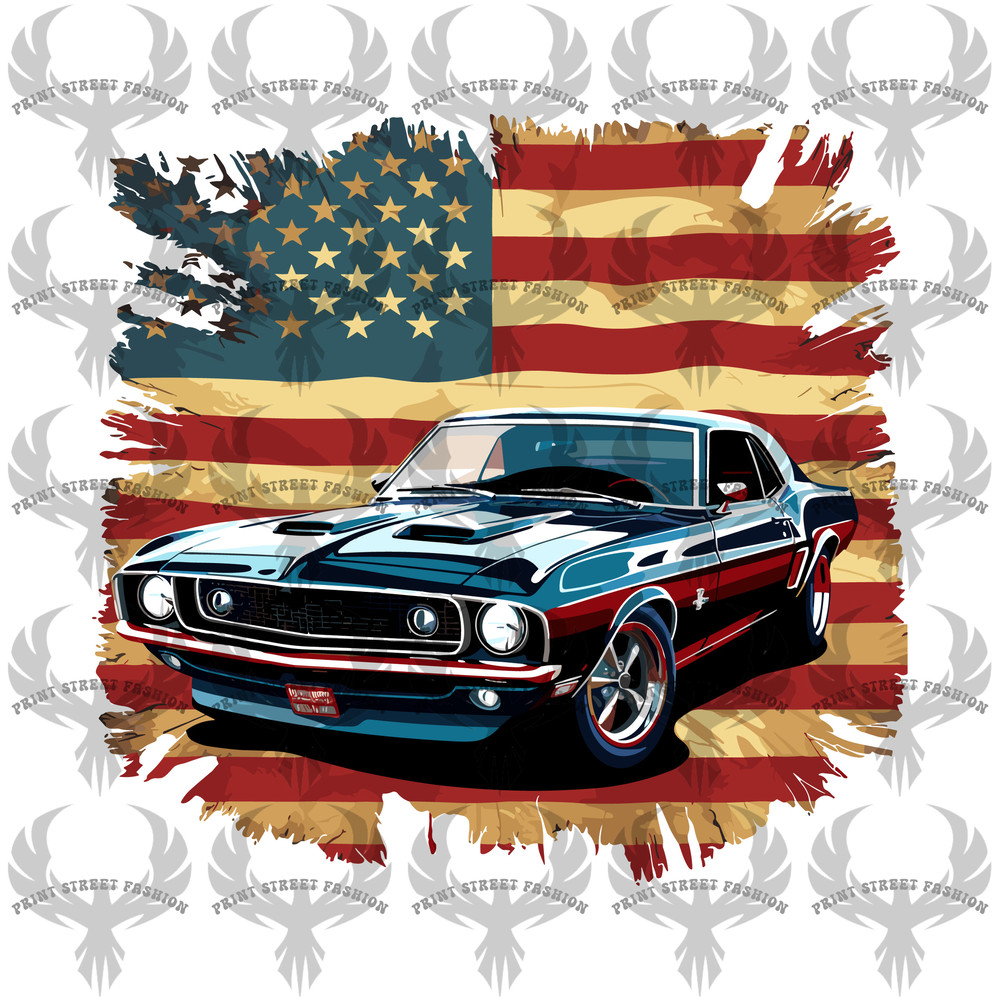 American classic car with American flag in background-filigrane.jpg