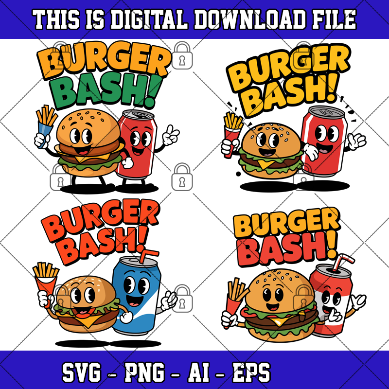 Burger Bash SVG TShirt Mug SVG TShirt Sublimation Design Instant Digital Download SVG 0
