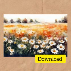 Watercolor landscape, instant download