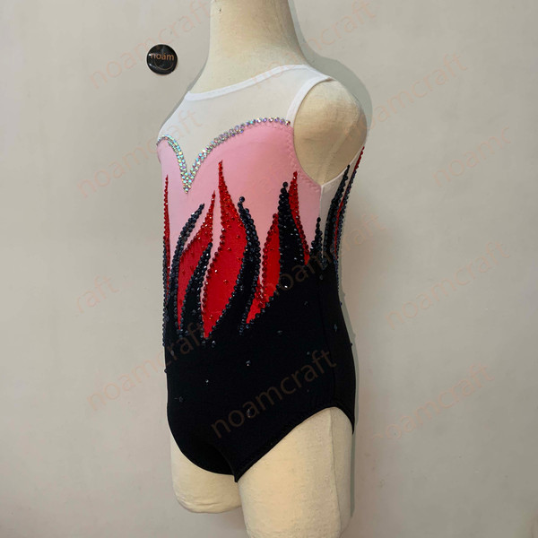 Custom Flame Leotard, Gymnastics Acrobatics Dancesport Ice Skating Twirling Bodysuit for adults and kids-2.jpg