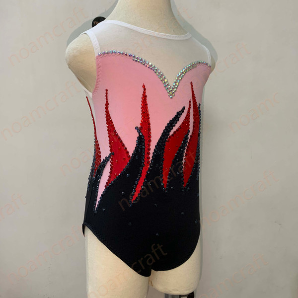 Custom Flame Leotard, Gymnastics Acrobatics Dancesport Ice Skating Twirling Bodysuit for adults and kids-4.jpg