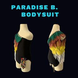 Custom Paradise B. Bodysuit, Gymnastics Acrobatics Dancesport Skating Twirling Bodysuit with a glove for adults and kids