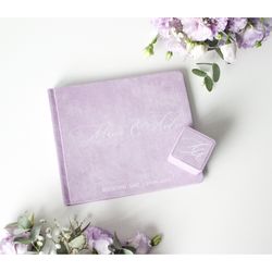 Purple wedding guest book, wedding photo album, photo guest book, personalized purple wedding photo album and a ring box