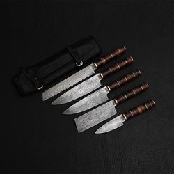 damascus kitchen cutlery set // 5 piece set