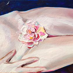 feminism impasto acrylic female feminine wall art erotic nu nude original palette knife painting