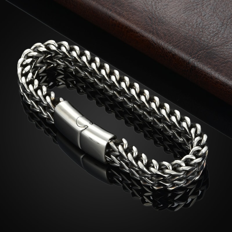 New Model Stainless Steel Braided Fish Scale Alloy Magnetic Buckle Bracelet with Keel Jewelry