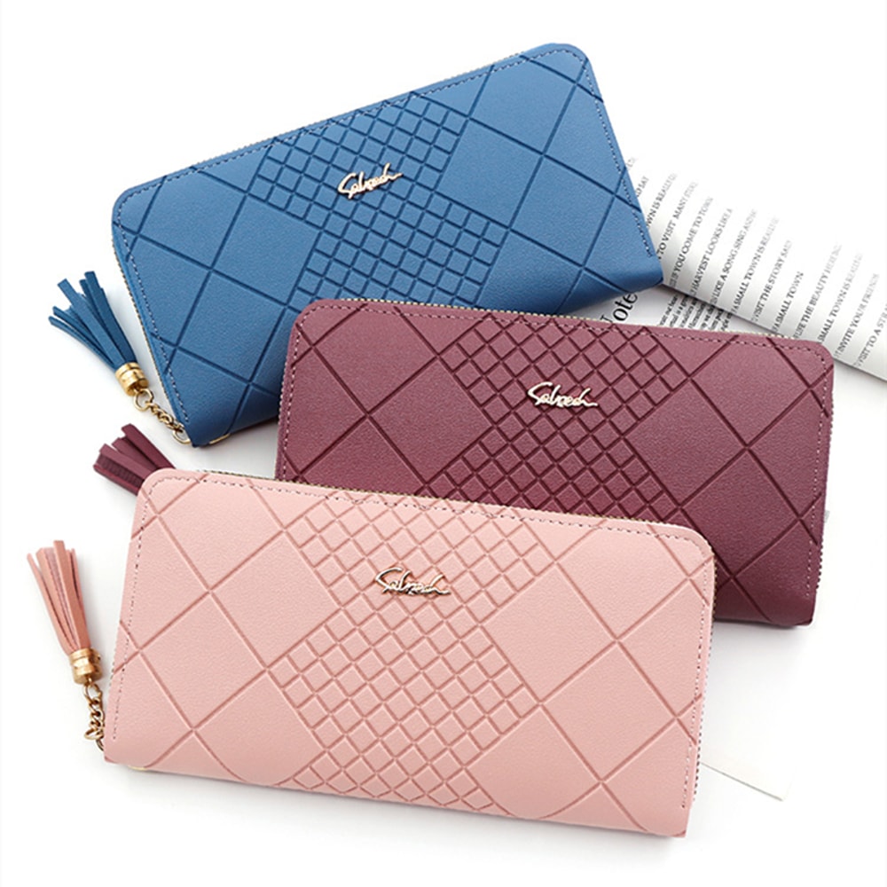 Women Long PU Leather Clutch Wallet Zipper Coin Purse With Card Holder Money Pocket 1