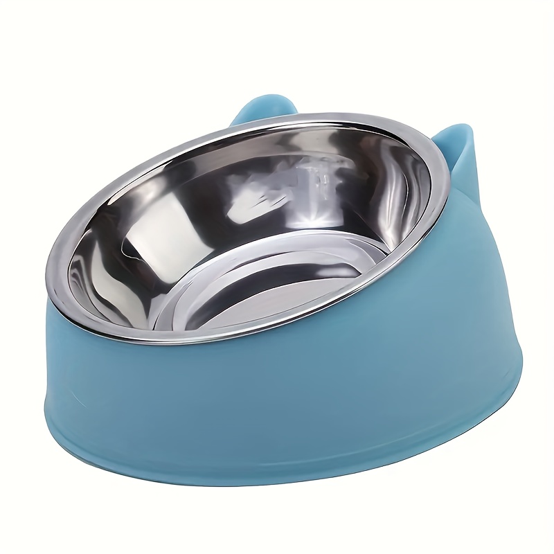 Elevated Cat Bowl, Inclined Dish with Cute Ear Stand, Neck Protection for Cats