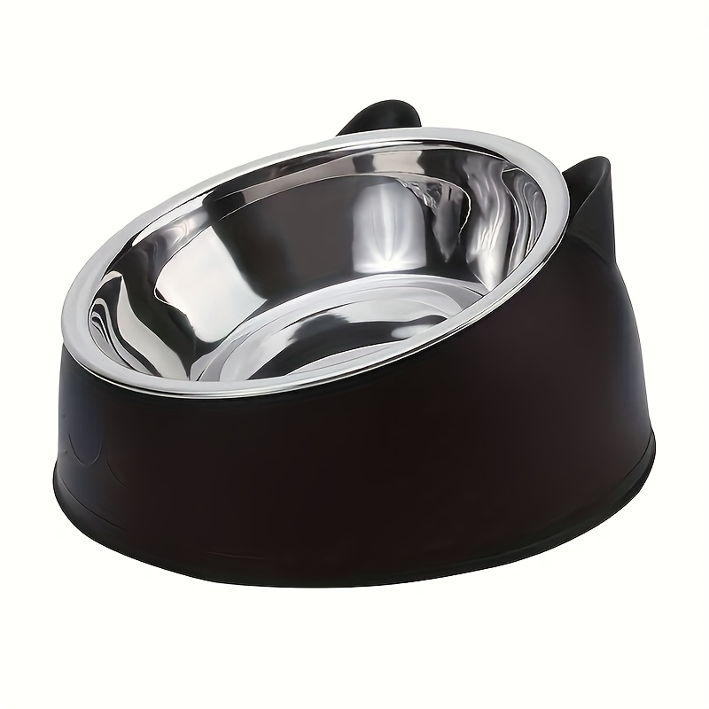 Elevated Cat Bowl, Inclined Dish with Cute Ear Stand, Neck Protection for Cats
