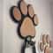 Wooden Dog Leash Hanger with Paw Design, Wall Hook for Collars & Coats, Ideal Gift for Dog Lovers