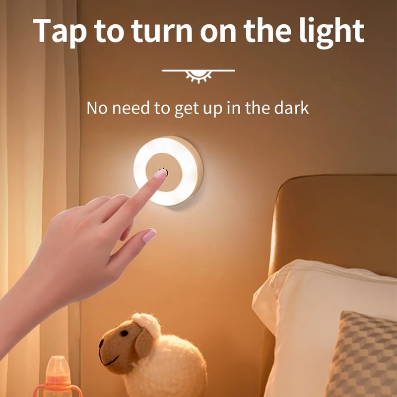 Touch Bedside Lamp, LED Wall Light, USB Rechargeable Night Light for Living Room and Bedroom