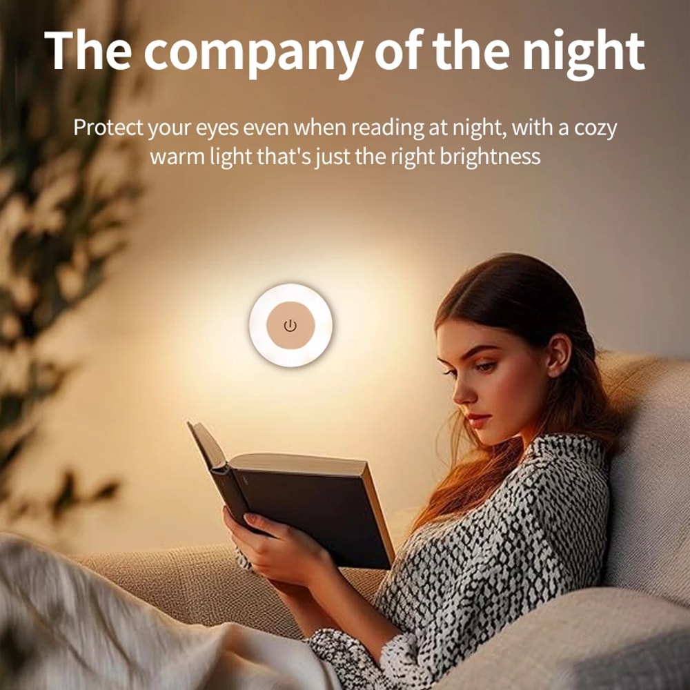 Touch Bedside Lamp, LED Wall Light, USB Rechargeable Night Light for Living Room and Bedroom