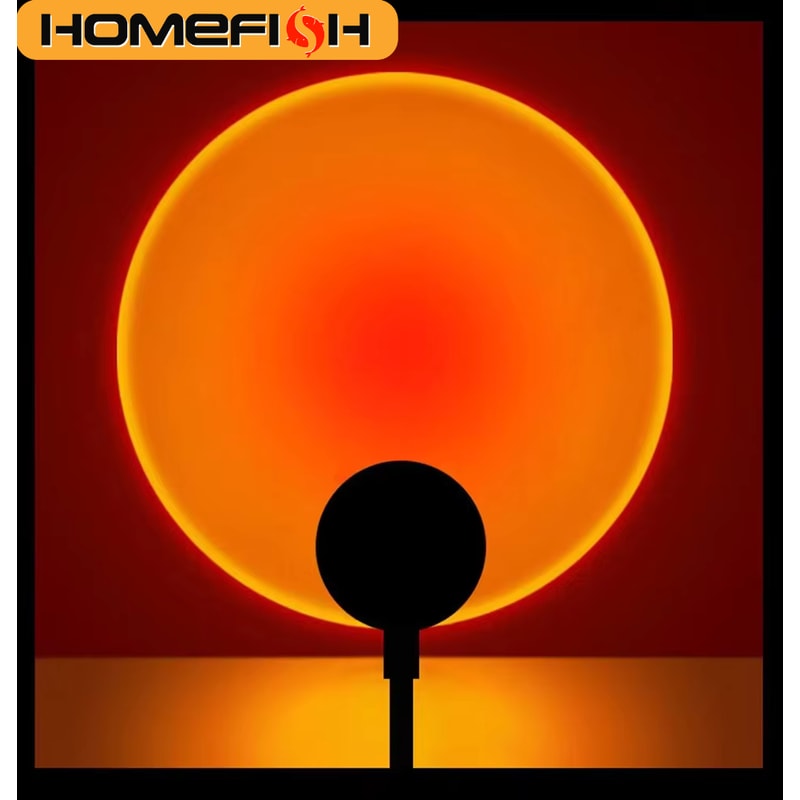 HOMEFISH USB LED Sunset Projector Lamp | Atmosphere Night Light for Home Bedroom Living Room | Birthday Party Photography Decor