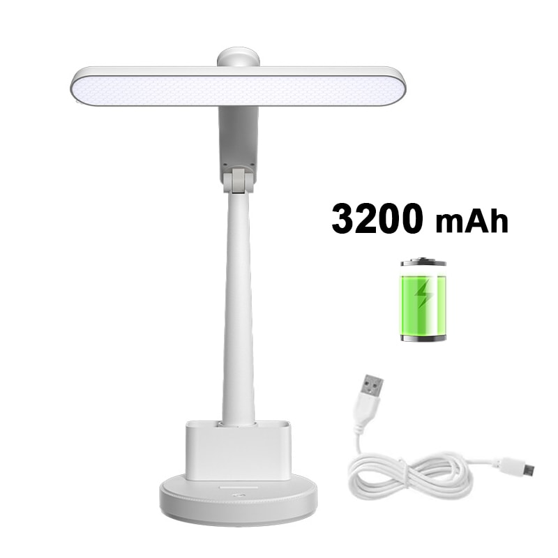 Foldable LED Desk Lamp with Rechargeable Battery, USB Powered, Eye Protection for Students, Bedroom Table Light
