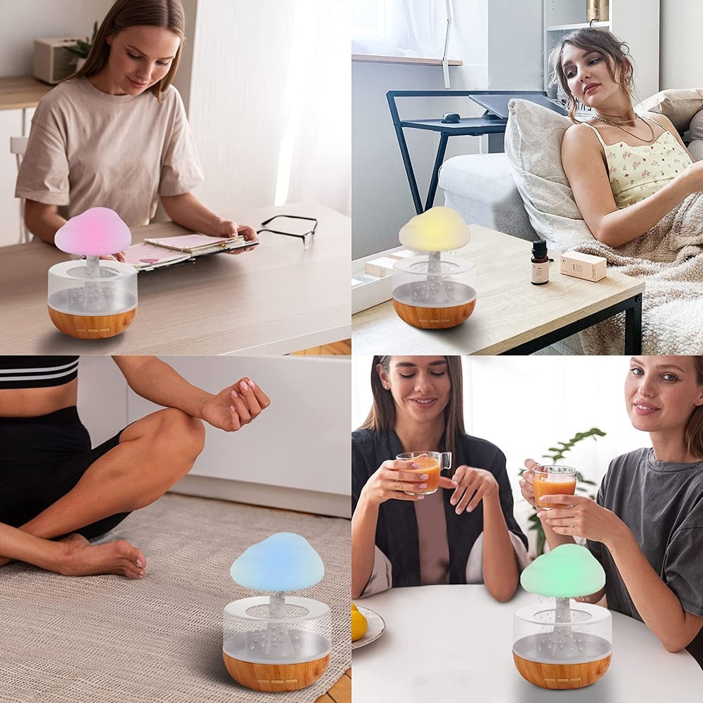 Rain Cloud Humidifier, Colorful Mushroom Cloud, Raindrop Atmosphere Lamp, Essential Oil Diffuser for Aromatherapy