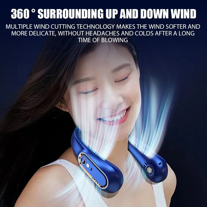Portable Rechargeable Neck Fan Cooling Neck Fan Powered By 5200mAh Battery 4Speed HandsFree Bladele 4