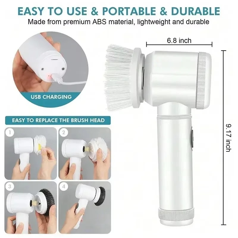 Electric Rechargeable New Cordless Spin Scrubber For Bathroom Kitchen Grout Shower Car Deep Clean W 2
