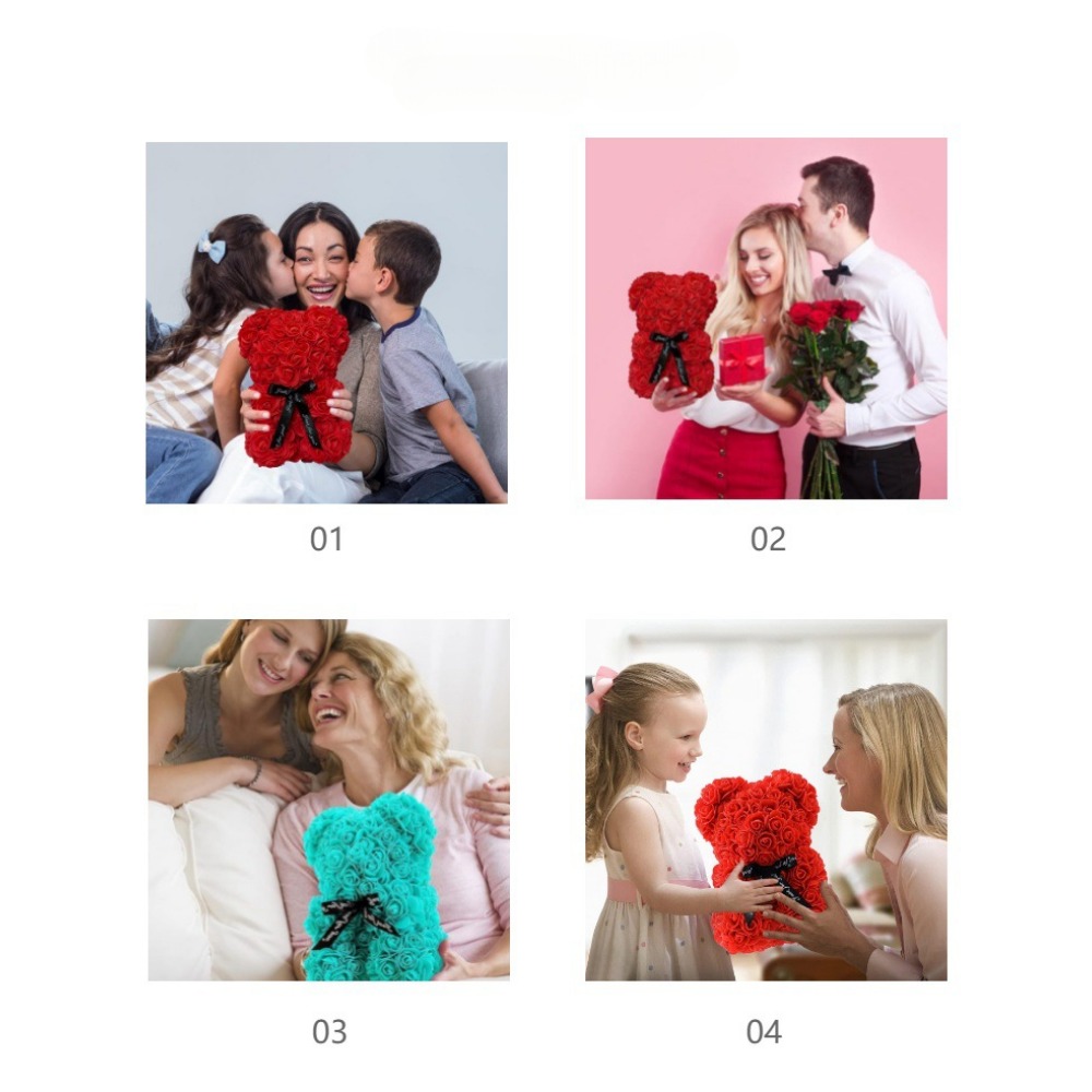 Teddy Bear With Eternal Rose Artificial Flower Gifts For Mom Valentines Day Mothers Day Anniversary 1