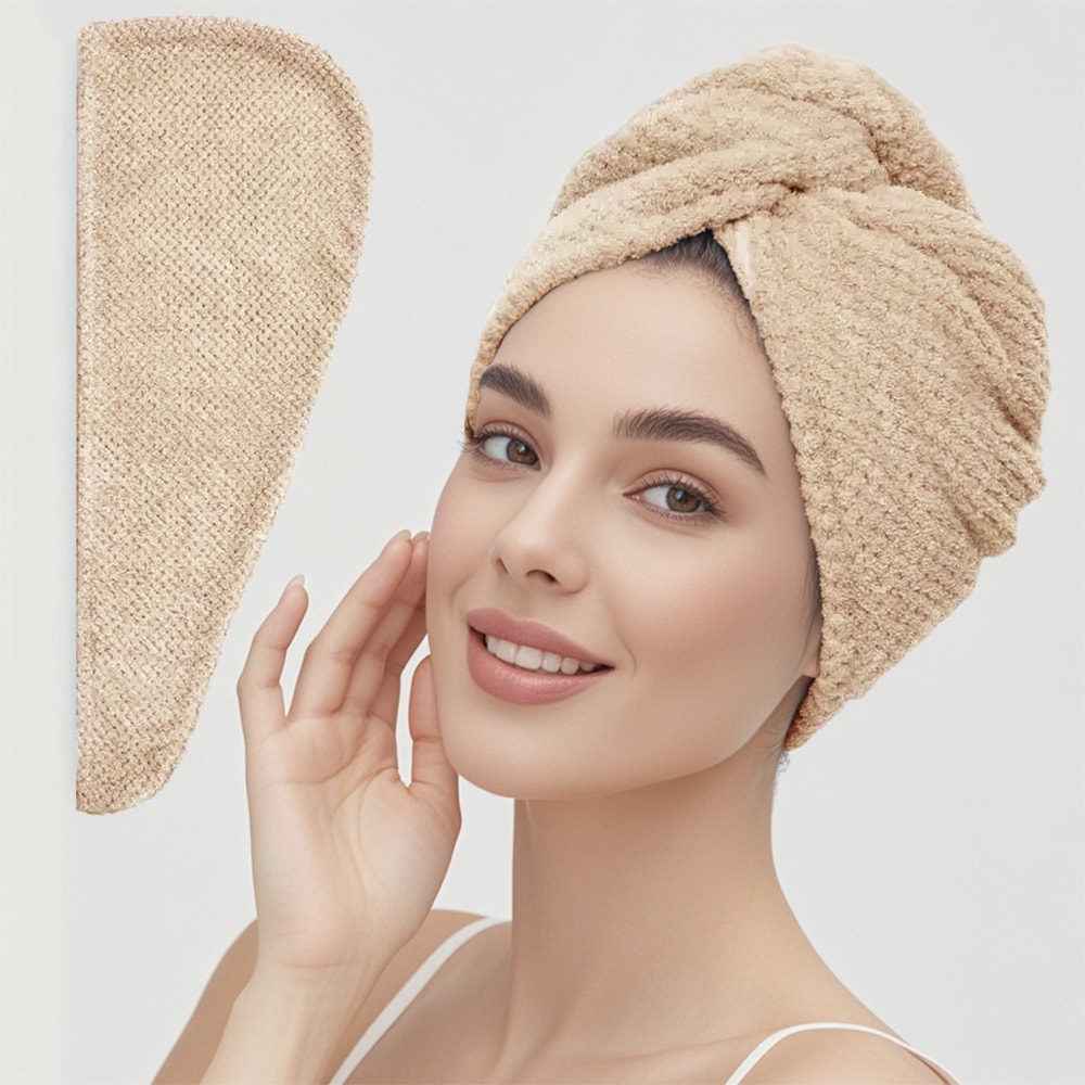 Textured Hair Towel Solid Color Dry Hair Cap 98 X 255 Absorbent Towel Wrap For ButtonDown Women 10
