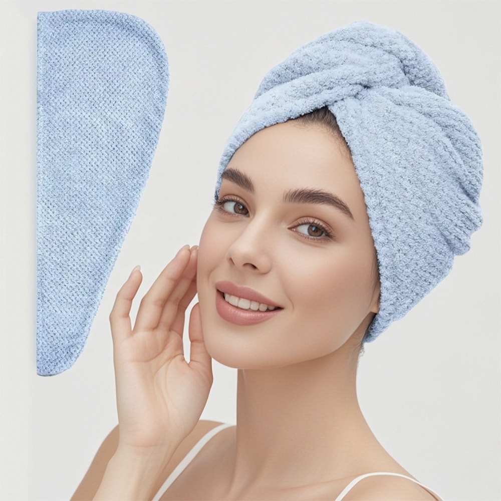 Textured Hair Towel Solid Color Dry Hair Cap 98 X 255 Absorbent Towel Wrap For ButtonDown Women 15