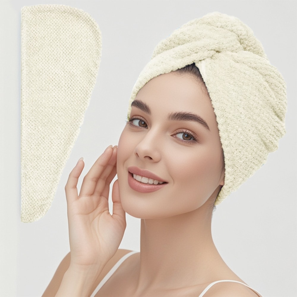 Textured Hair Towel Solid Color Dry Hair Cap 98 X 255 Absorbent Towel Wrap For ButtonDown Women 11