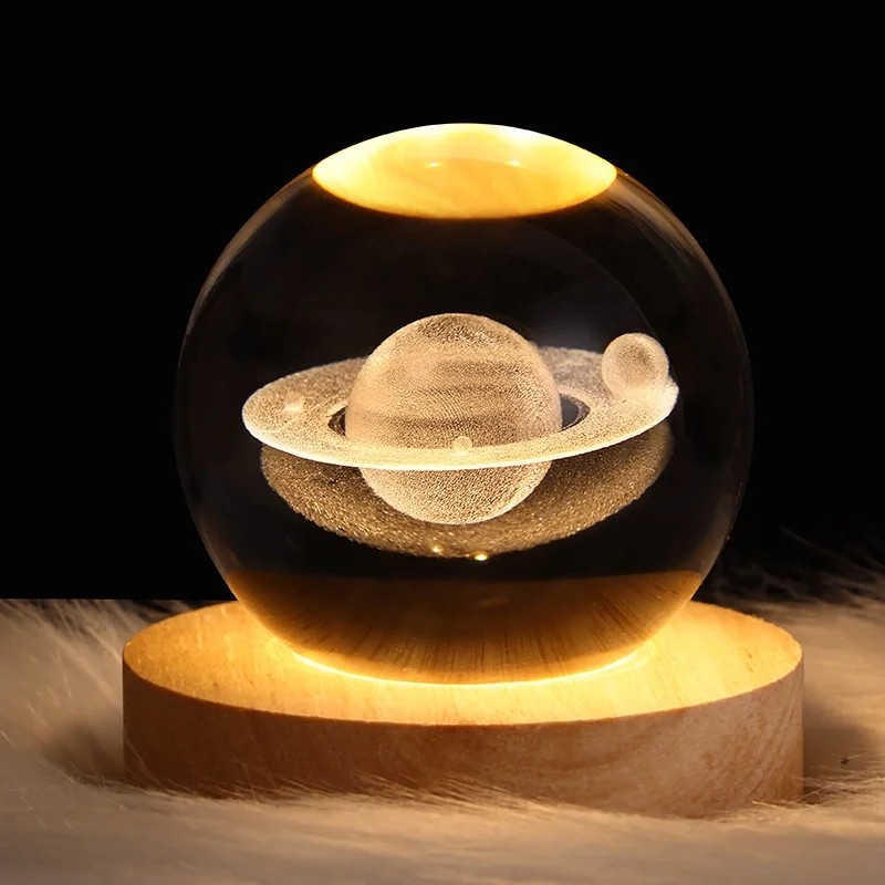3D Moon Planet Galaxy LED Crystal Ball Toys Table Lamp Kids Educational Gifts Party Decor For Birth 0