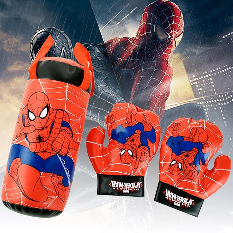 Disney Marvel Spiderman Figure Toy Gloves, Sandbag Suit Boxing Spider Man Outdoor Sports Kids Toys Sandbag Gloves Sets