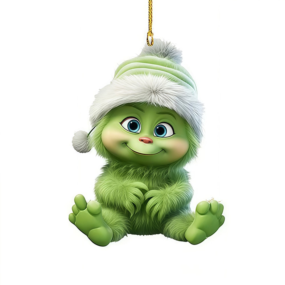 Creative Green Grinch Christmas Tree Ornament Cartoon Hanging Pendant For Holiday Thanksgiving And 4