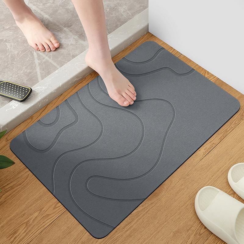 Quick Drying Diatomite Stone Shower Mat, Indoor Diatomite Stone Bath Mat, Water Absorption Soft Mud Mat for Entryway