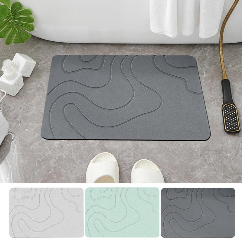 Quick Drying Diatomite Stone Shower Mat, Indoor Diatomite Stone Bath Mat, Water Absorption Soft Mud Mat for Entryway