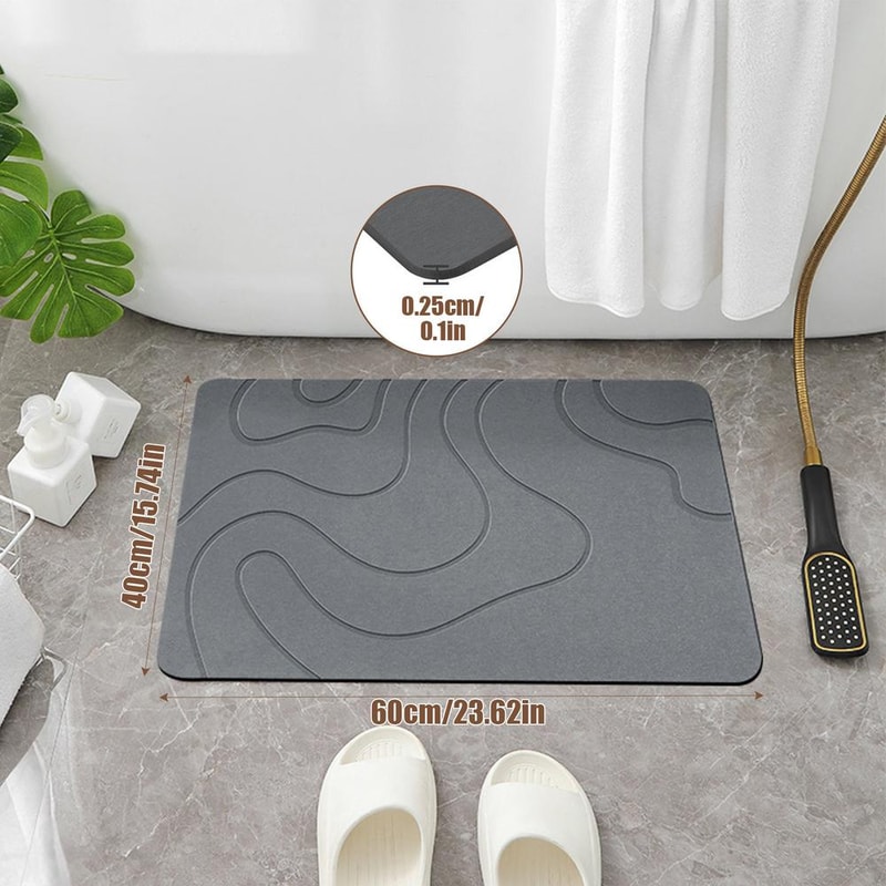 Quick Drying Diatomite Stone Shower Mat, Indoor Diatomite Stone Bath Mat, Water Absorption Soft Mud Mat for Entryway