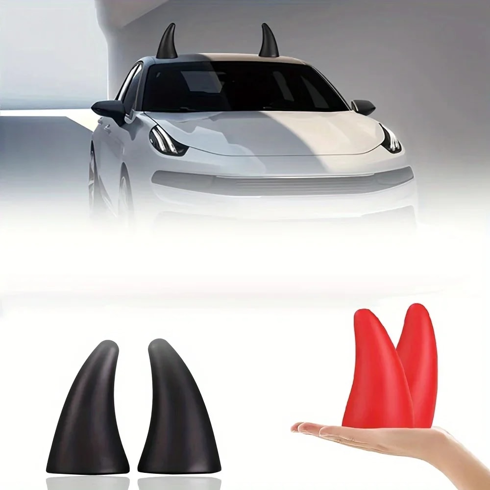 Two Eyecatching Devil Horns With Roof Decorations Suitable For Car Tricycles And Fourwheelers To En 0