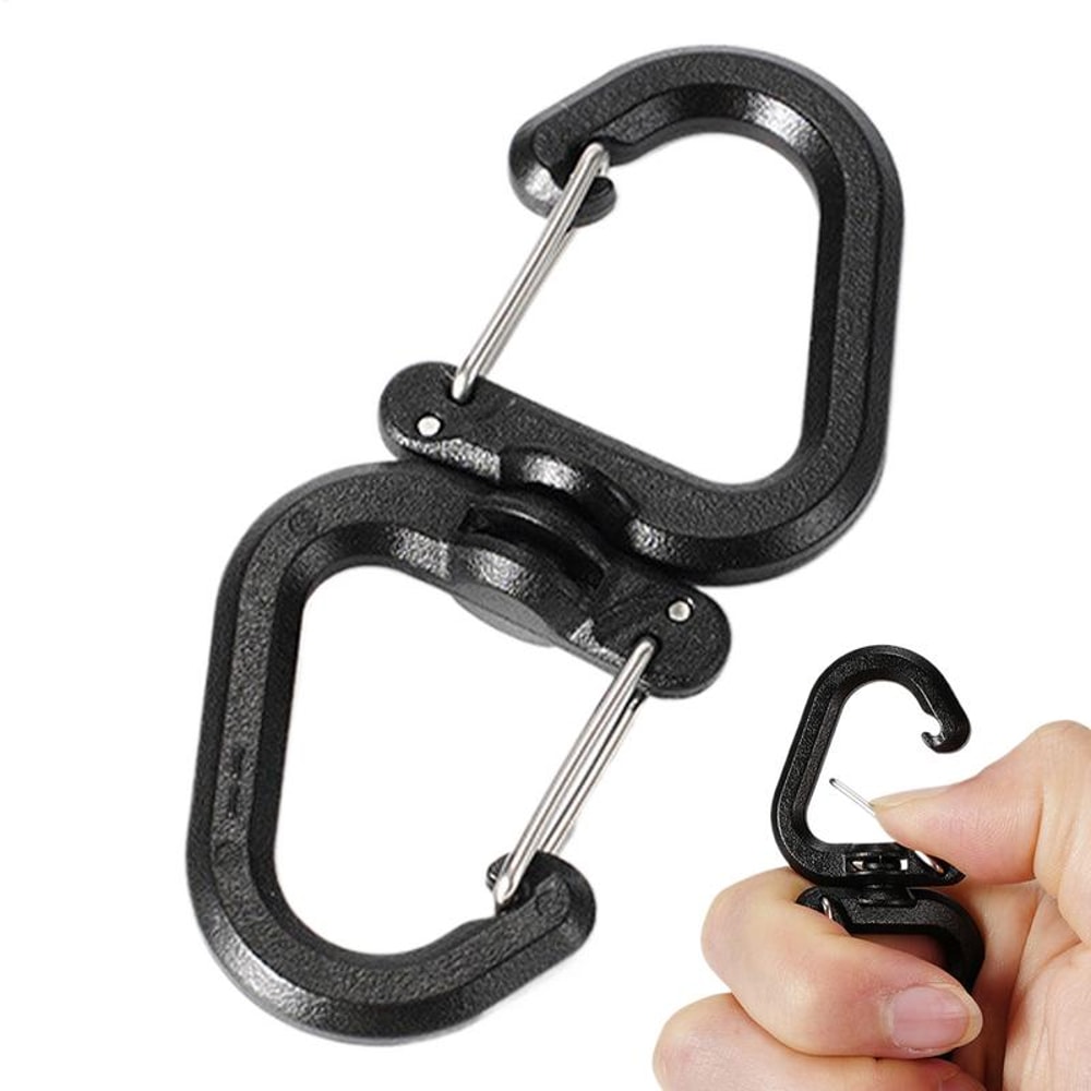 Portable S Chain Hook, Backpacks Carabiner with Degree Swivels, Camping Double Hook, Backpacks Buckles