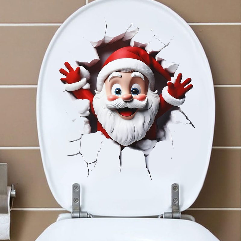 Merry Christmas Snowman Toilet Sticker, Xmas Bathroom Decor, Party Decoration, Navidad Natal Gift