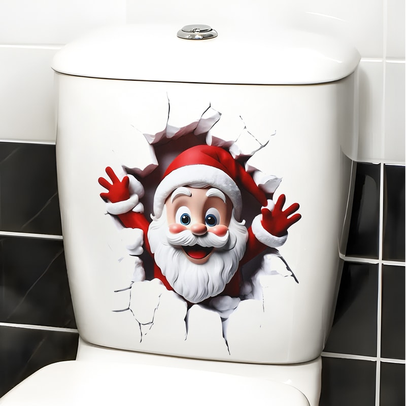 Merry Christmas Snowman Toilet Sticker, Xmas Bathroom Decor, Party Decoration, Navidad Natal Gift
