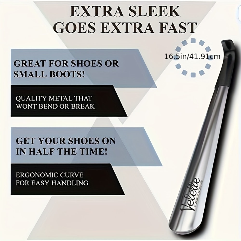 Ergonomic Stainless Steel Shoehorn, Long Handle Easy-Grip Shoe Horn for Seniors