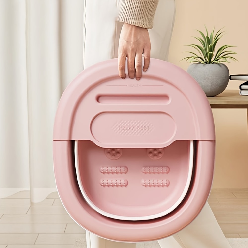 Adjustable Height Foldable Portable Foot Bath Tub With Drainage Holes Leg Massage 3