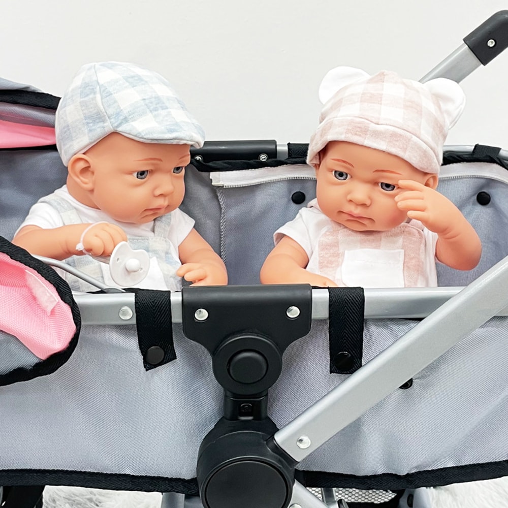 Trendy Baby Doll Pushchair with Canopy, Storage Basket, Fits Dolls Up to 18", Kids Pretend Play Toy