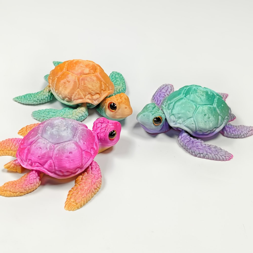 Stress Relief Toy For Autism 3D Printed Colorful Sea Turtle Tortoise Flexible Joint Home Decor 0
