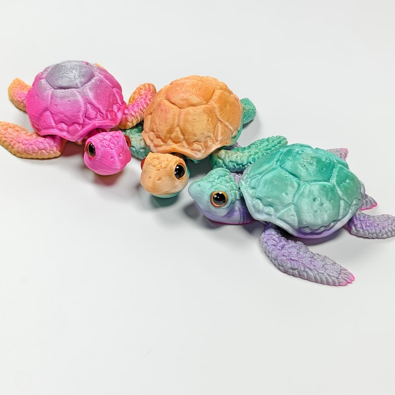 Stress Relief Toy For Autism 3D Printed Colorful Sea Turtle Tortoise Flexible Joint Home Decor 2