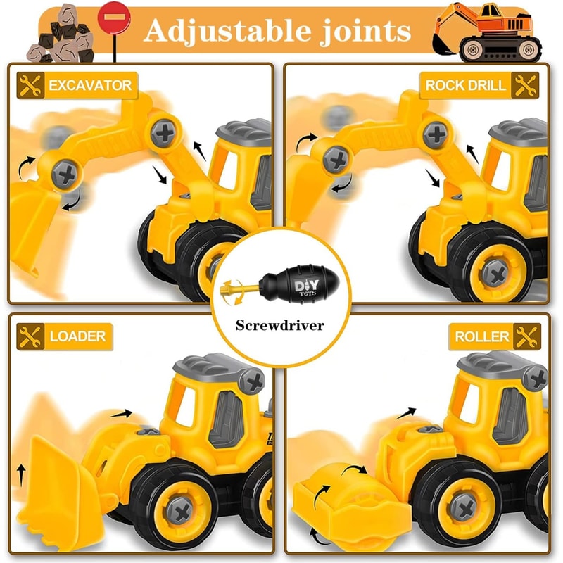 STEM Learning Take Apart Construction Truck Car Toys for Kids, Puzzle Play Educational Engineering Building Kit Gift