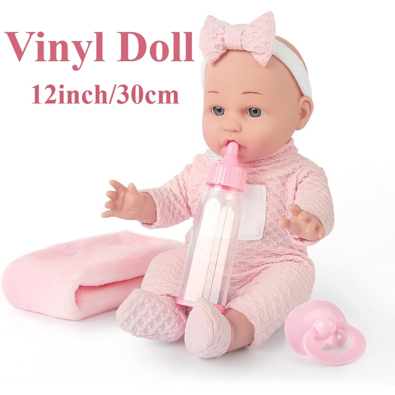 Baby Doll Set for Toddlers with Blanket, Pacifier, Feeding Bottle, Great Gift for Girls