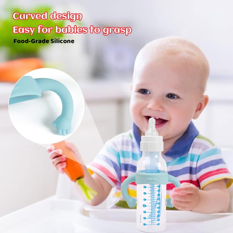 Natural Baby Bottle Handle Silicone Baby Feeding Handle Wide Neck Easy Carry Handle 1