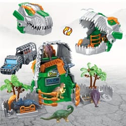 dinosaur jurassic park playset, transformer dino base, educational toy with dinosaur models, truck, tree cage gift for b