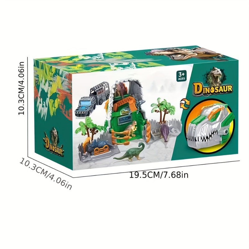 Dinosaur Jurassic Park Playset, Transformer Dino Base, Educational Toy with Dinosaur Models, Truck, Tree Cage Gift for B