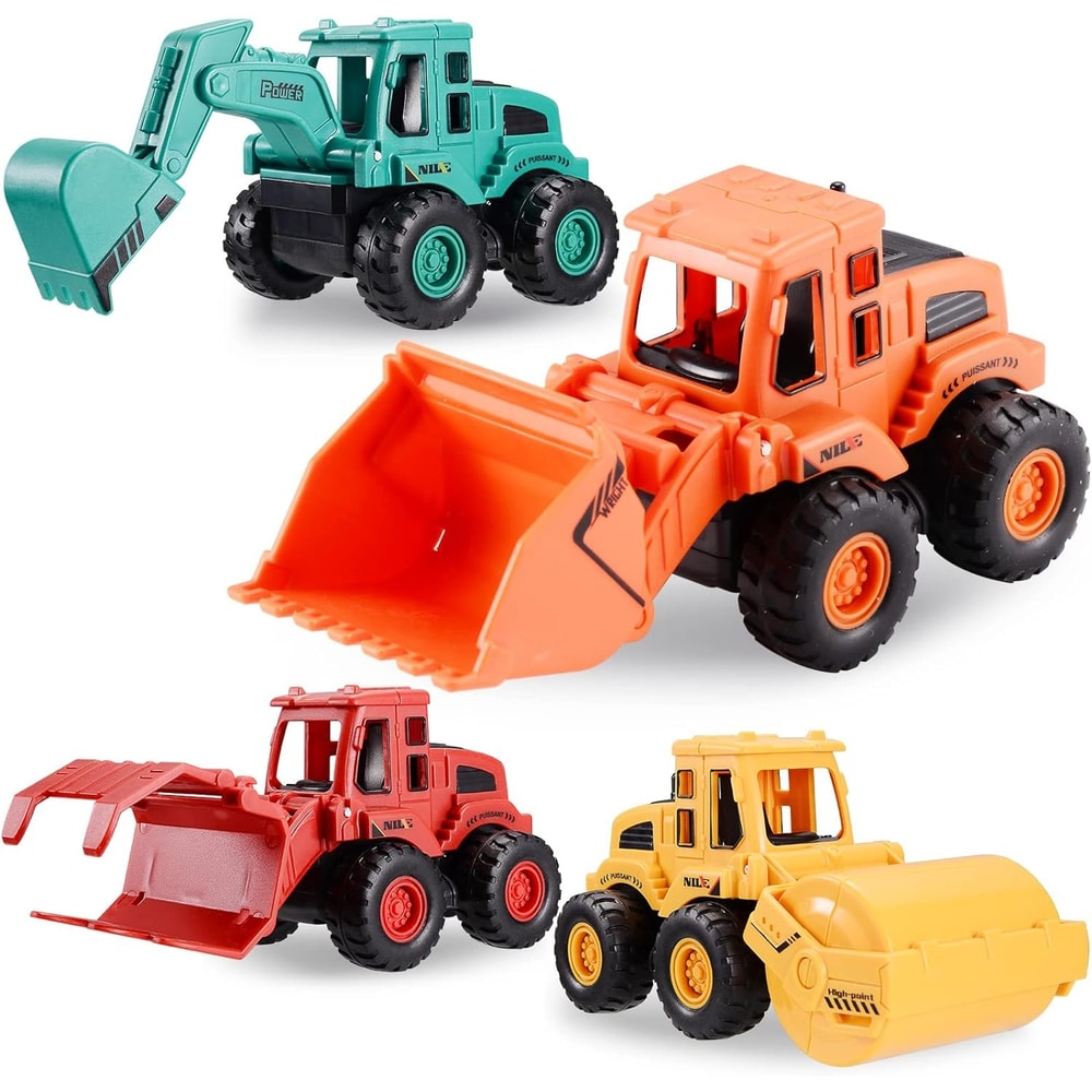 Friction Powered Construction Trucks, Excavator and Sand Toys for 3 Years Old Boys Girls Kids