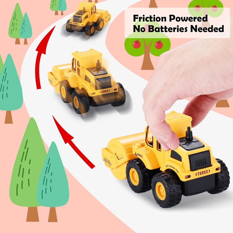 Friction Powered Construction Trucks, Excavator and Sand Toys for 3 Years Old Boys Girls Kids