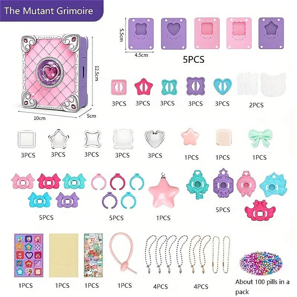 3D Sticker Maker Toy With Magic Book 67 Different Shapes Stickers Bead Necklace Pentagram Pendant F 5