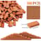 Miniature Brick Scale Model Set, Roof Tiles Wall Bricks, Dollhouse Building Grey/Red with Tools